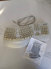 Vintage Microsoft Natural Keyboard 59758 White Ergonomic W/ manual