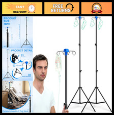 Portable IV Pole Stand - 2 Pcs Collapsible Drip Bag Rack, Adjustable Height, 4 H