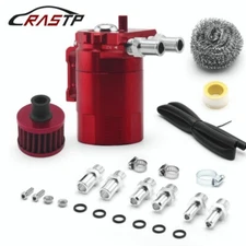 Universal Oil Catch Can Kit 300ML Tank Baffled Reservoir Breather Filter Red