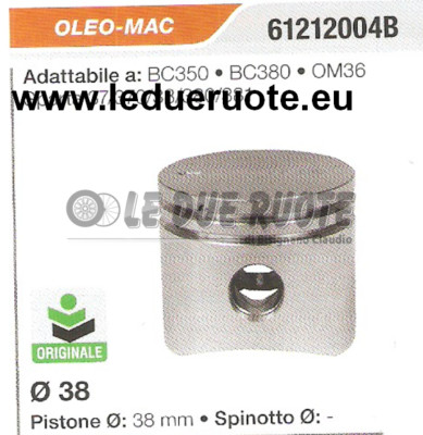 61212004B Complete Piston Oleo Mac Sparta 37 370 Original Brush Cutter Ø 38