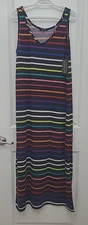 JUST LOVE Women's Dress Sz XL MAxi Striped Sleeveless V-Neck See Photos