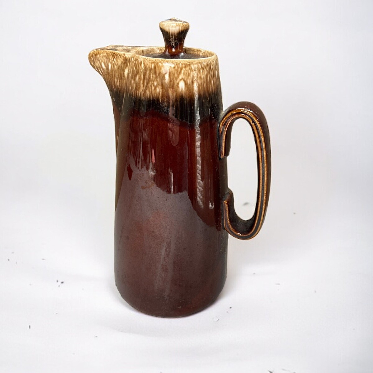 Vintage HULL Pottery Brown Drip Ware Coffee Pot Lid USA