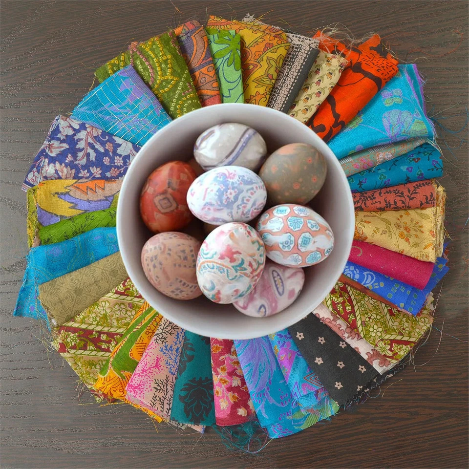 Assorted Silk Fabric Wrapping for Easter Egg Dyeing Creative Craft Decoration - Image 2 of 4