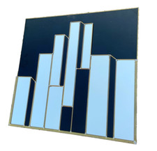 Mid century Modern Square Paul Evans Cityscape style Wall Mirror postmodern