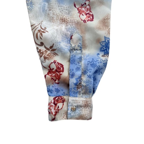 Wrangler Floral Print Pearl Snap Button Western Shirt Women's Large - Picture 6 of 15