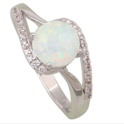 Fashion Schmuck Fingerring Ring für Frauen Weiß Topaz Opal (9)