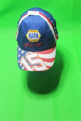 New NAPA Auto Racing Hat #15 Patriotic Flag Cap Red White Blue Stars NASCAR