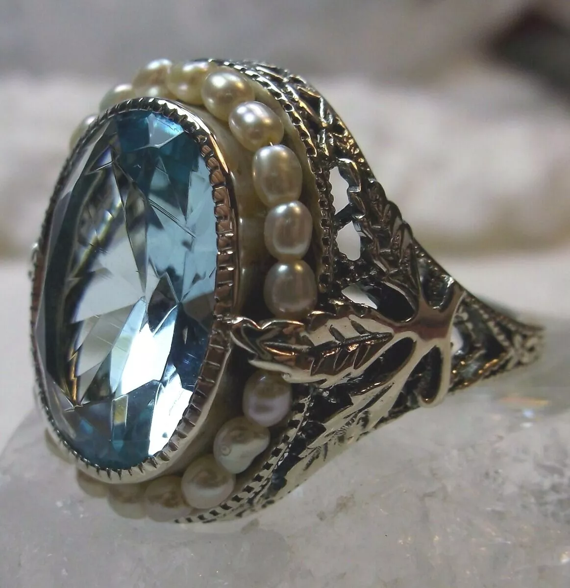 Simulated aquamarine ring sale
