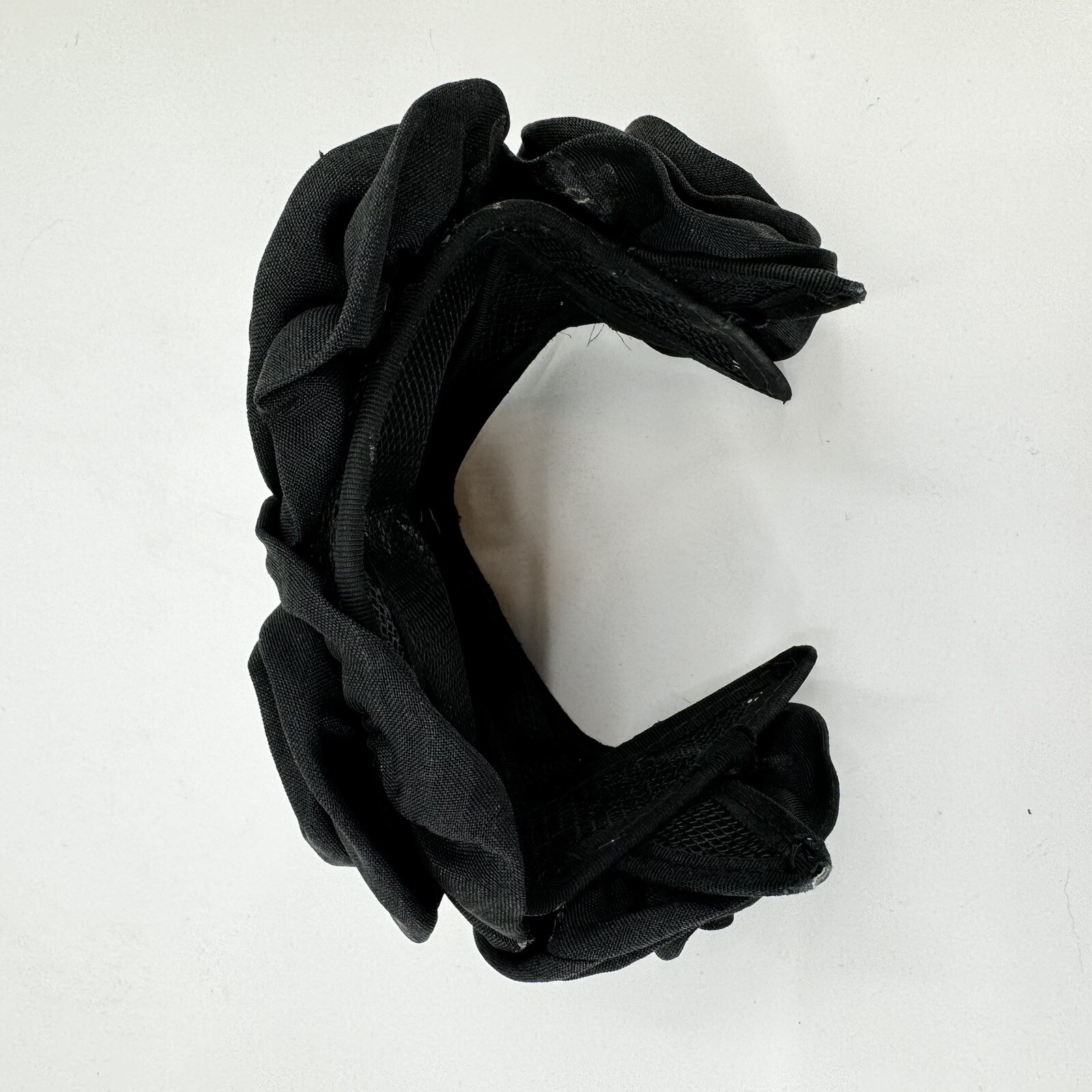 Black Fascinator Fabric Rosettes Over Mesh Form VTG Headwear