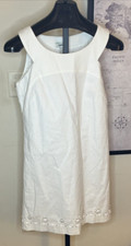 NWT Ann Taylor Women’s Dress 8 White Pique Cotton Beaded Trim Beachy