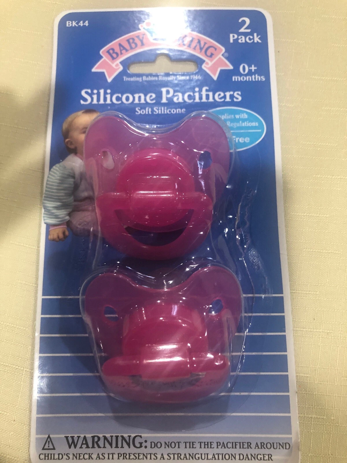 Baby King Soft Silicone Pacifiers, BPA-Free, 2 Pacifiers, Pink