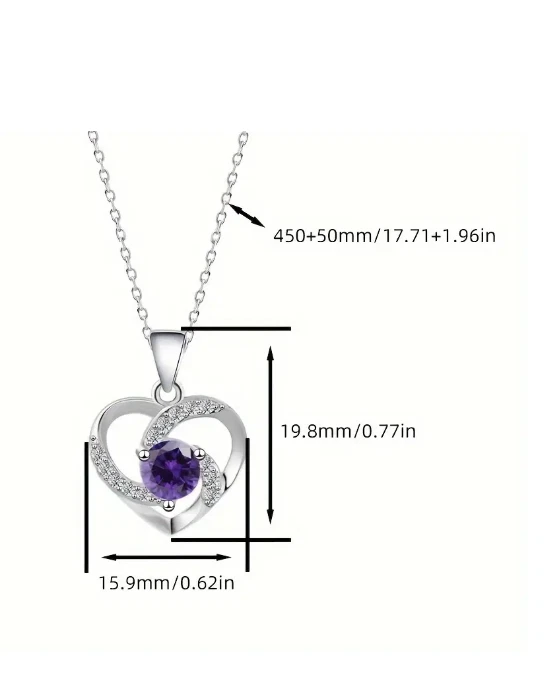 Collana Donna argento Sterling 925 con zirconi a forma di cuore - Immagine 2 di 3