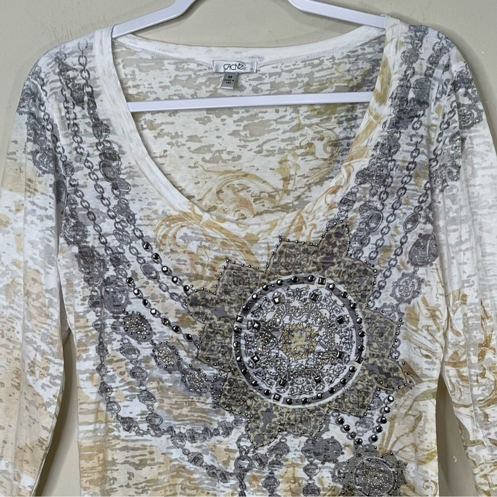 Cache Lightweight Rhinestone Studded Top Women M … - image 2