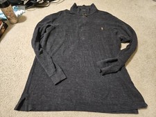 Polo Ralph Lauren 1/4 Zip Sweater XLT Tall Black Heather Dark Gray Estate Rib