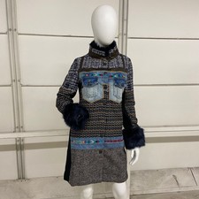 Desigual Embroidered Sabrina Coat Women's Size Us 4 Multi