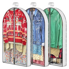 3 Pcs 40" Garment Bag Travel Suit Dress Storage Clear Cover Full Zipper Coat US
