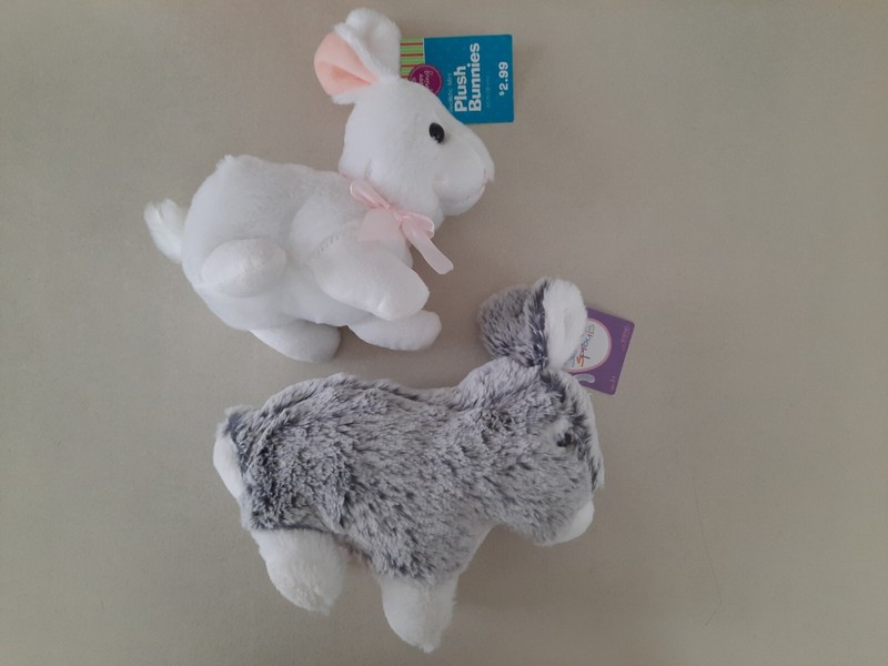 EASTER 7.5" PLUSH RABBITS SWEET SPROUTS GRAY WHITE & PLUSH BUNNIES ALL WHITE