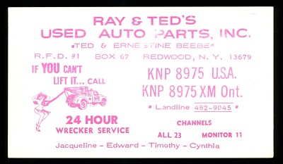 1 x QSL Karte Radio USA KNP8975 Redwood NY 1960er Ray & Ted Autoteile   V059