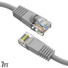 7FT Cat5E RJ45 Ethernet LAN Network UTP Snagless Patch Cable Pure Copper Gray