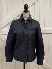 Lavenham 12 Uk 38 Eu Navy Blue Quilted Coat Jacket Pockets Button Snap Up Puffer