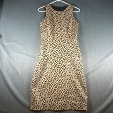 J Crew Womens Sheath Dress Beige Brown Leopard Sleeveless Size 0 Cotton Blend