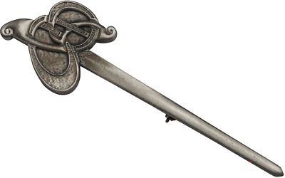 Kilt Pin Plated Antique Silver Finish Celtic Swirl Design 105mm