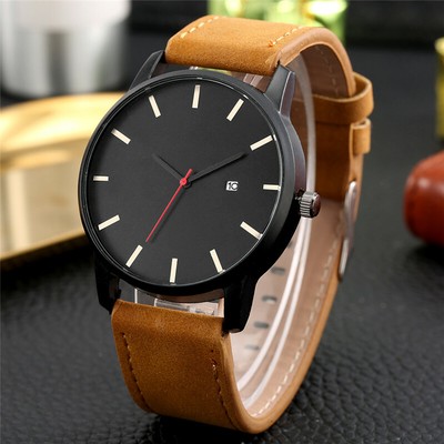 Casual Orologio Uomo Business Orologio da polso data orologi al quarzo  Braccialetto di pelle morbida | eBay