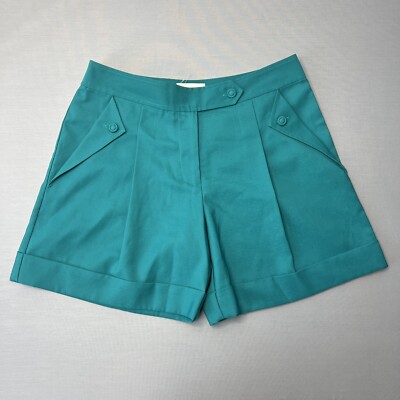Lucy In Disguise Size 8 Teal Green Pleated Shorts High Waisted Vintage Retro