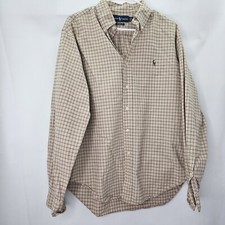 Pre - Owned Vintage Ralph Lauren Men Size L Brown Button-Down Shirt