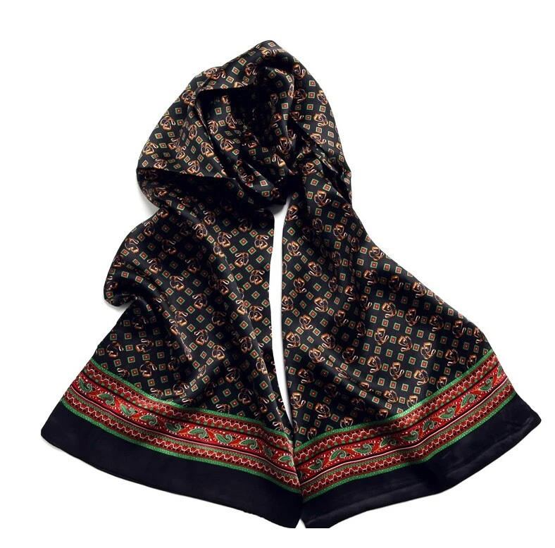 Pañuelo bufanda de seda 100 para hombre doble capa vintage corbata corbata oficina comercial Foto 4 de 4