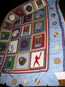 Pottery Barn Baby Nursery Crib Set Sports 3 Piece Comforter Dust