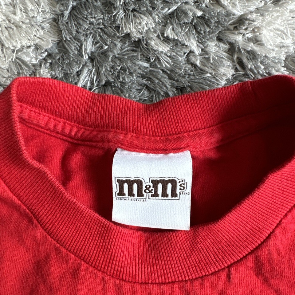 Youth Size Medium M M&M Chocolates AOP Vintage Y2K Short Sleeve Red T