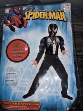 Spiderman Cosplay Costume Superhero 3D Suit Halloween Black Kids Size 7-9 Tall