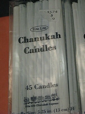 3 pks of Chanukah Candles 45 per pack 180 total 5.25'' Rite Lite New Blue White