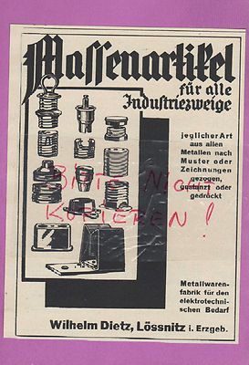 LÖSSNITZ, Werbung 1939, Wilhelm Dietz Metallwaren-Fabrik