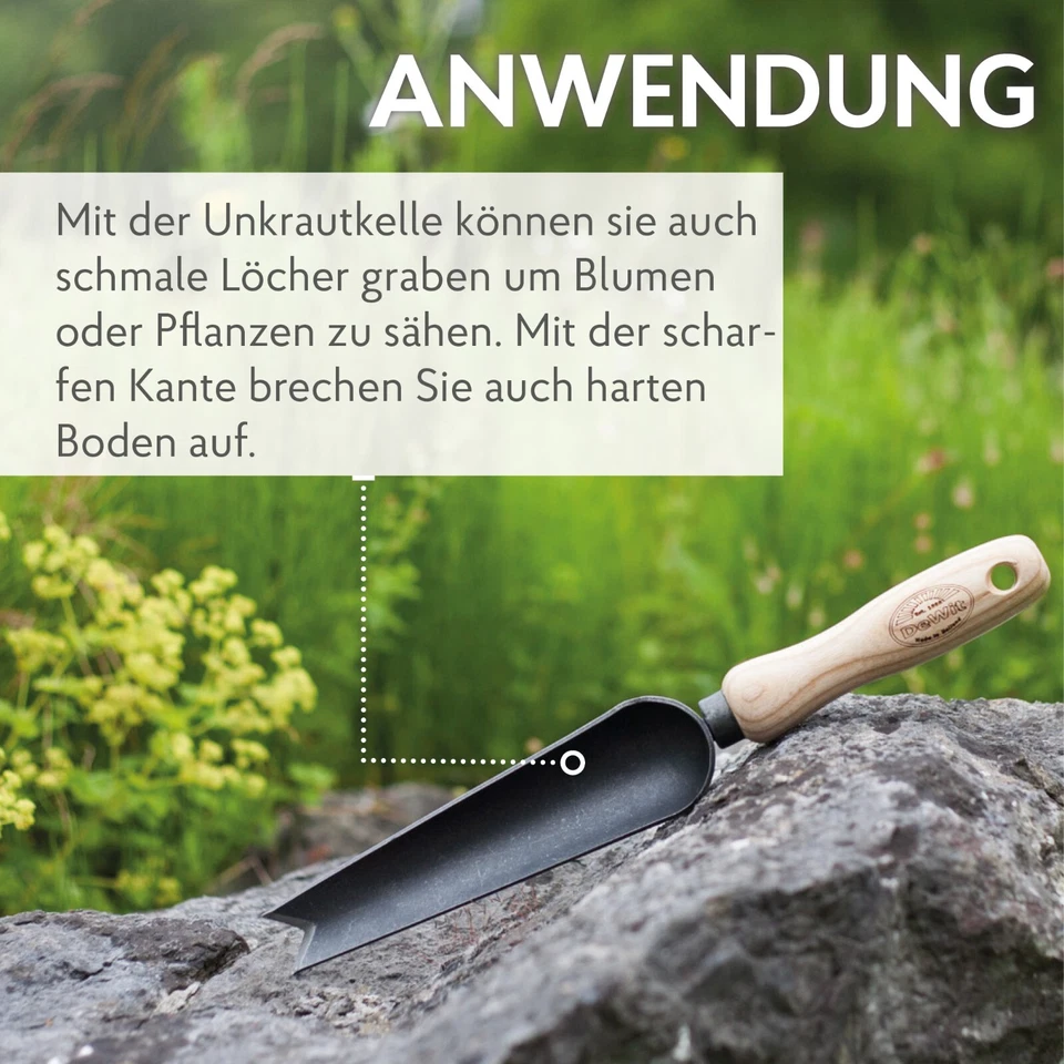 DeWit Unkraut-Kelle aus Borstahl 32 cm Profi Unkrautstecher - Bild 4 von 4