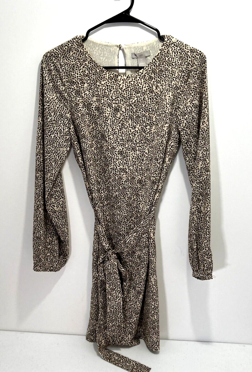 H M Womens Midi Dress Size 4 animal print Draw Waist Blouson