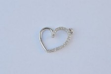 New Sterling Silver Cubic Zirconia Open Heart Shaped .925 Pendant Charm