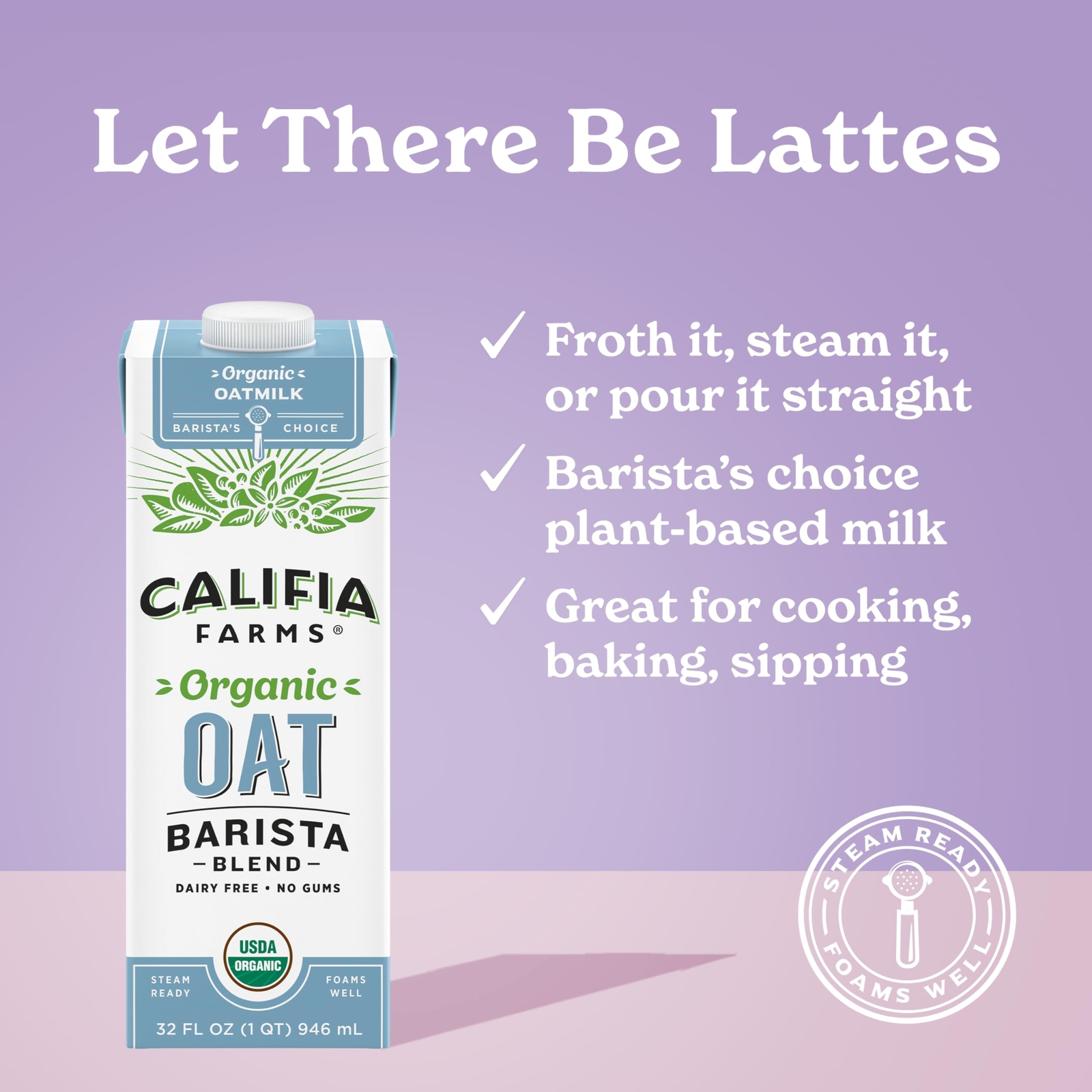 - Organic Oat Barista Blend 32 oz Pack of 6 Shelf Stable Dairy Free Plant Bas...