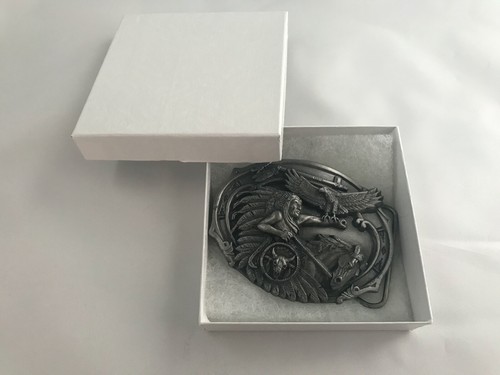 1989 Arroyo Grande Chief Eagle Feather USA Made Pewter Belt Buckle - Picture 5 of 5