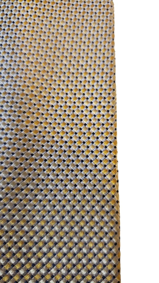 Corbata de lujo Croft & Barrow dorada geométrica texturizada 100 % seda Handmad Business Foto 3 de 4