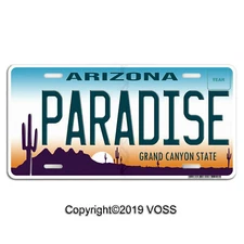 Arizona City Names Custom Aluminum Vanity Car License Plate "Paradise"