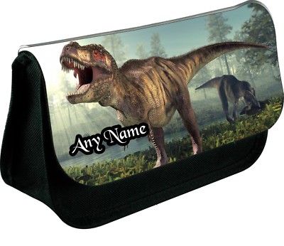 PERSONALISIERTE T REX DINOSAURIER REISSVERSCHLUSS BLEISTIFT MAKE-UP SCHULE DS TASCHE 