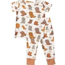 NWT ANGEL DEAR bamboo cowboy boots loungewear 5Y