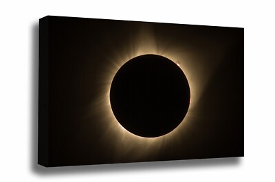 Total Solar Eclipse Canvas: Nebraska Sun Flares Moon Space Science Wall Art