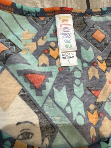 LuLaRoe Perfect T Pocahontas Disney Top Short Sleeves Tunic Length Stretch Sz L - Picture 4 of 5