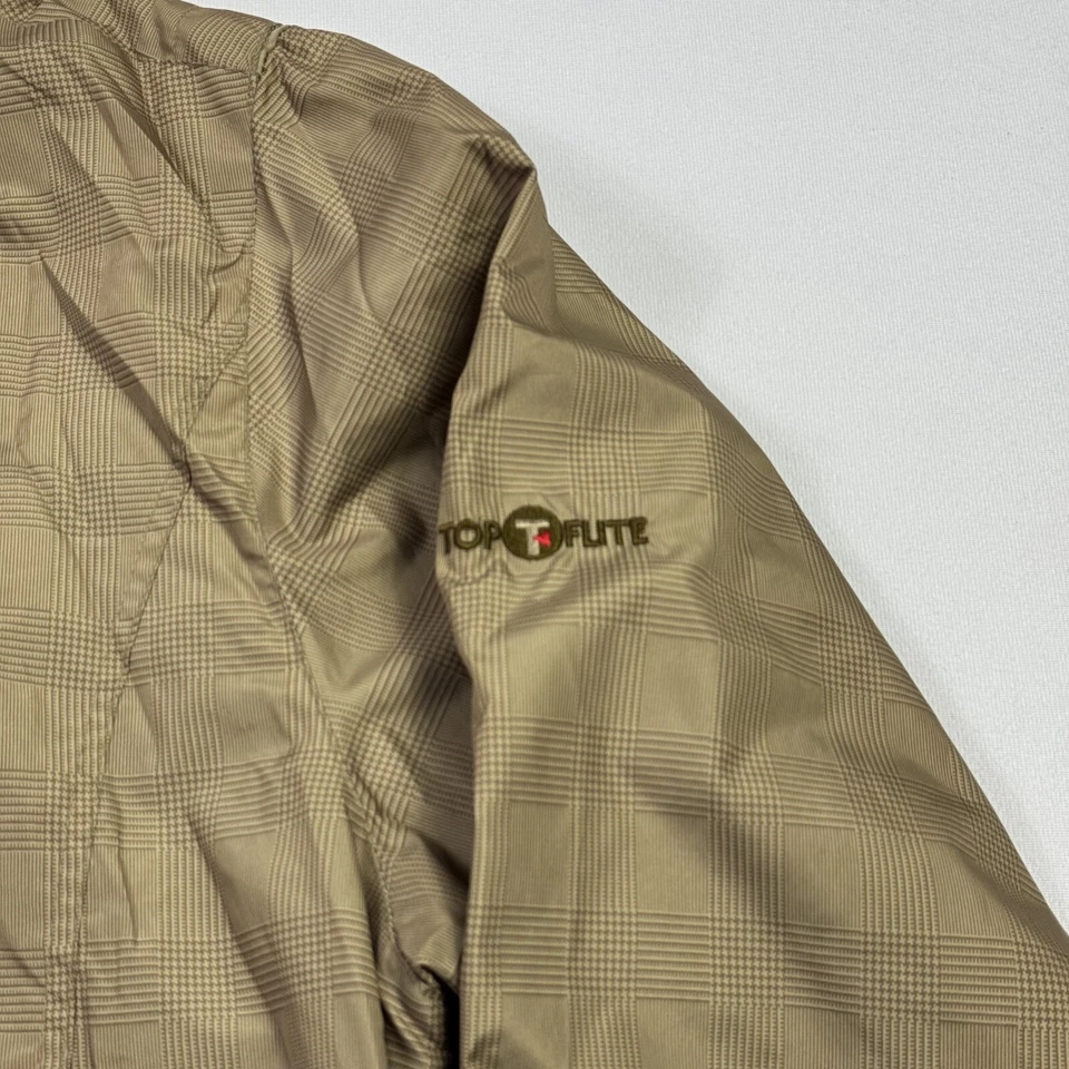 Chaqueta de golf cortavientos Top Flite para hombre cuello en V Glen a cuadros manga larga caqui grande Foto 4 de 4