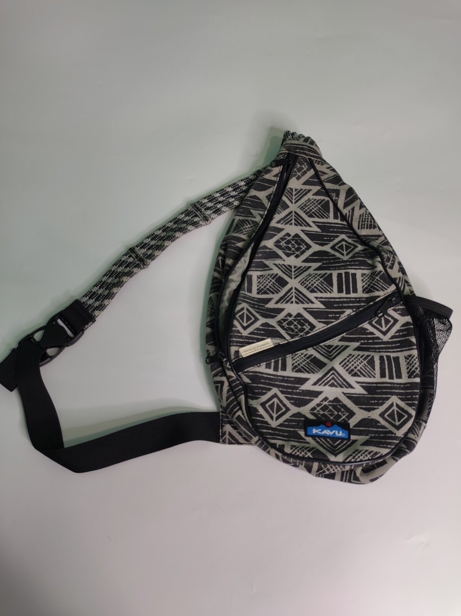 KAVU Rope Sling Canvas Bag Tribal Print Gray & White | eBay display picture 2