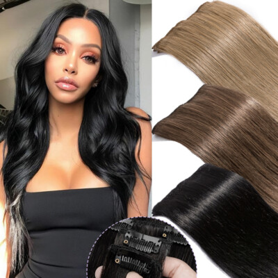 Black Clip In 100% Russian Remy Human Hair Extensions 8PCS 18Clips Full Head