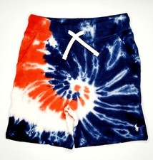 Polo RALPH LAUREN Boys 7 SHORTS Tie Dyed Fleece RED WHITE BLUE 4th of July USA